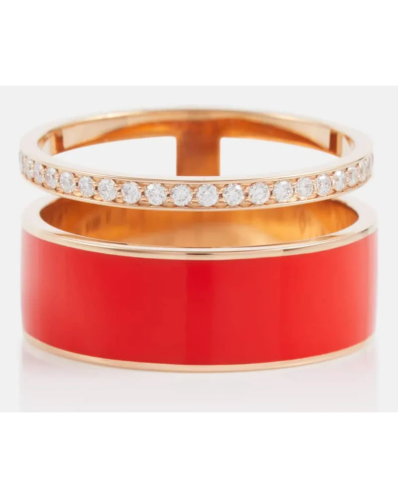 Repossi Ring Berbere Chromatic aus 18kt Rosegold mit Emaille und Diamanten Rot