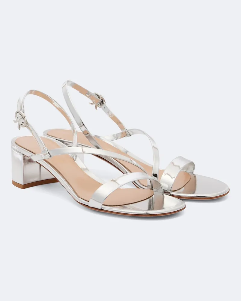 Gianvito Rossi Sandalen Betsey aus Metallic-Leder Silber