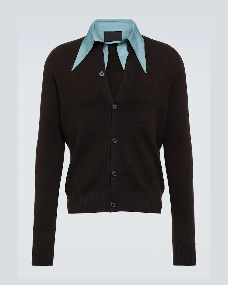 Prada Cardigan aus Kaschmir und Satin Braun