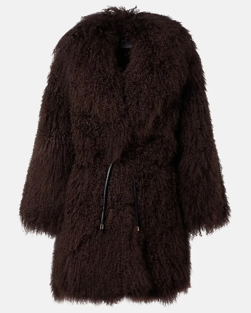 Self-Portrait Mantel aus Shearling Braun