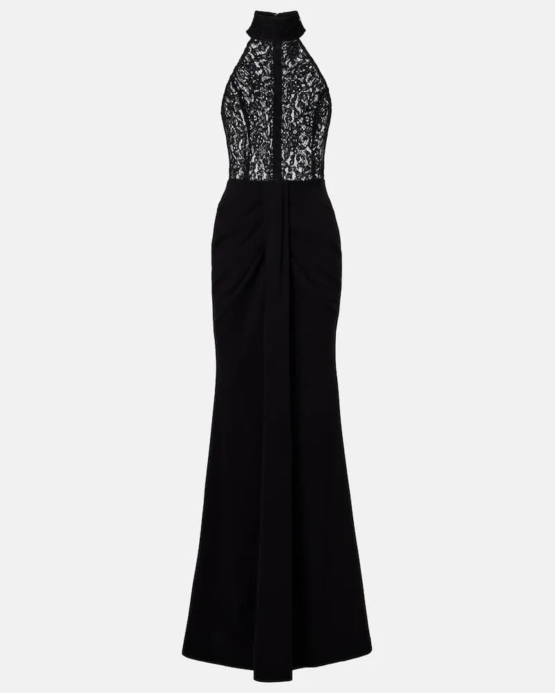 Rebecca Vallance Robe Dixie aus Spitze und Taft Schwarz