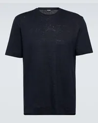 Ermenegildo Zegna T-Shirt aus Leinen Blau