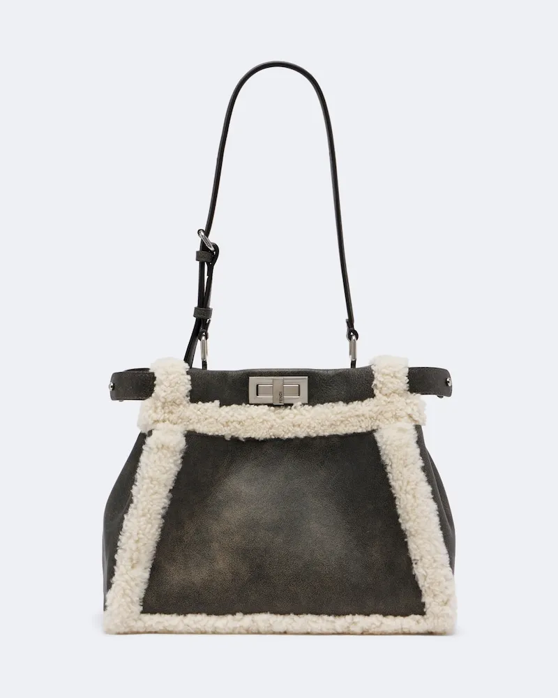 Fendi Tote Bag My Peekaboo® Small aus Leder Grau