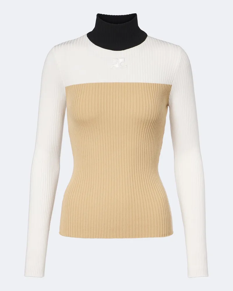 Courrèges Courrèges Ski-Baselayer aus Rippstrick Beige