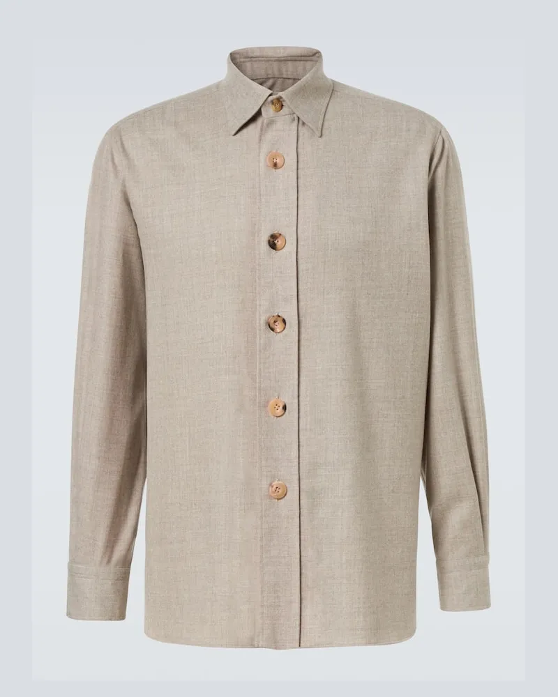 Rubinacci Hemd aus Schurwolle Beige