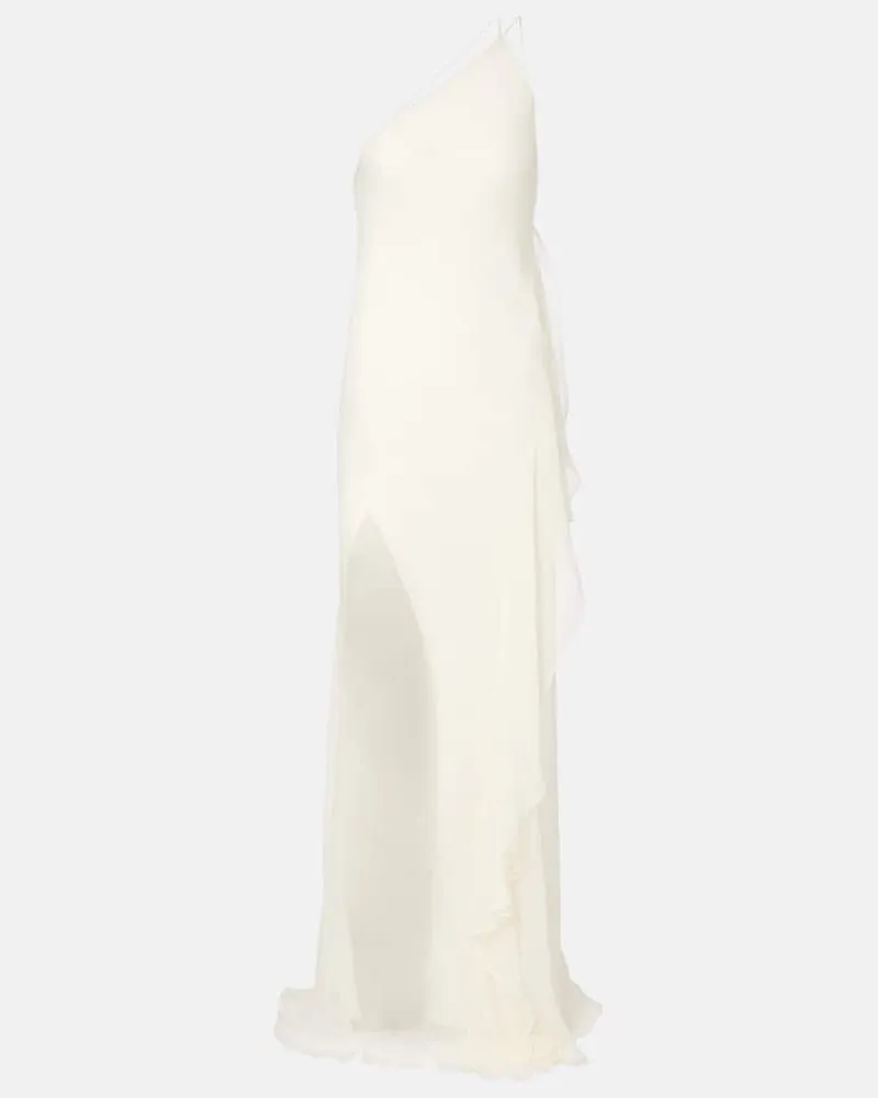 The Sei One-Shoulder-Robe aus Seide Weiß