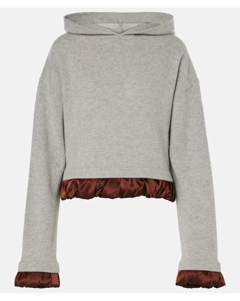 J.W.Anderson Cropped-Hoodie aus Wolle mit Satin Grau