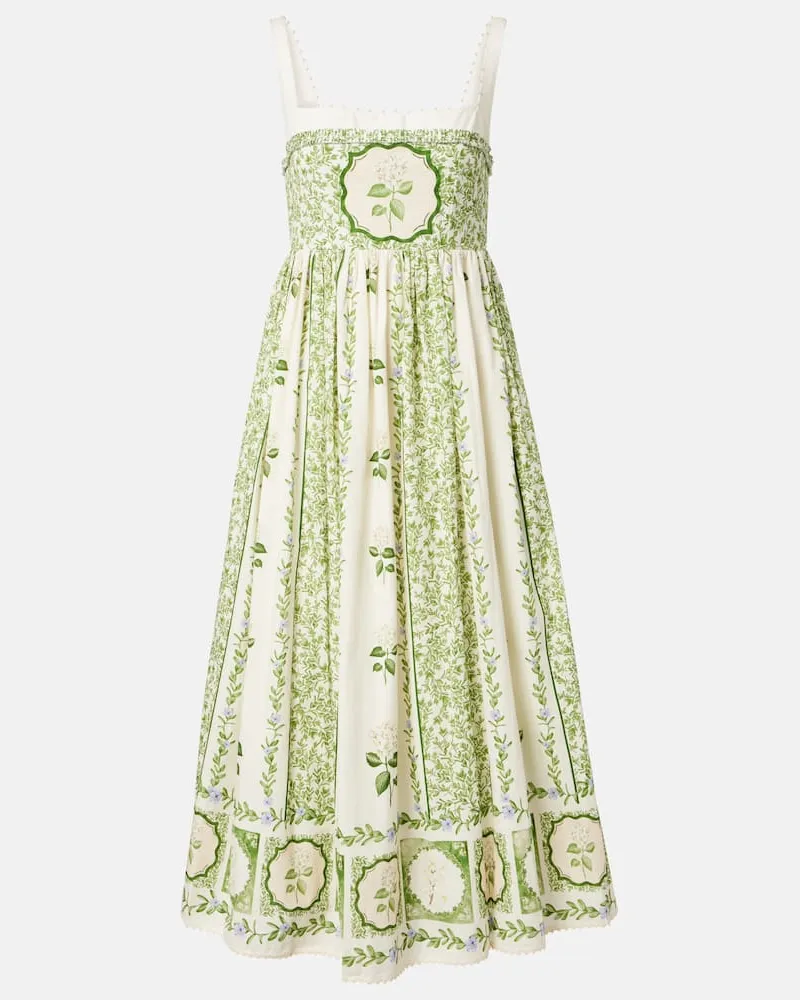 AGUA BENDITA Midikleid Barbara aus Baumwolle Grün