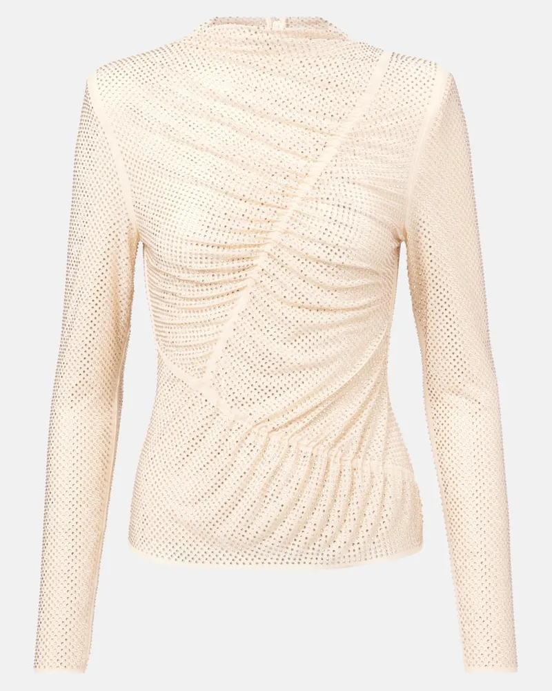 Self-Portrait Top mit Kristallen Beige