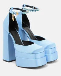 Versace Plateau-Pumps Medusa Aevitas aus Satin Blau