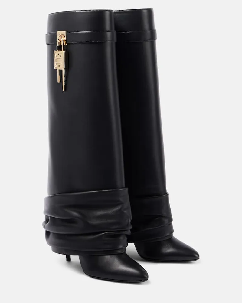 Givenchy Stiefel Shark Lock Stiletto aus Leder Schwarz