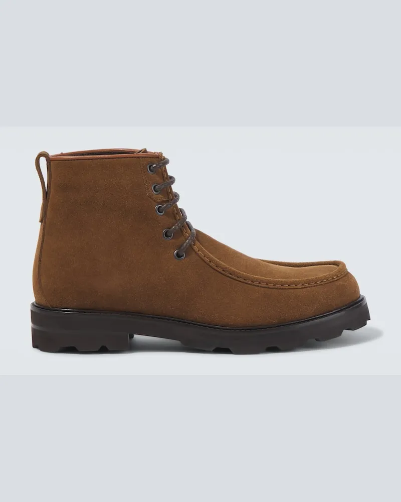 Brioni Schnürstiefel aus Veloursleder Braun