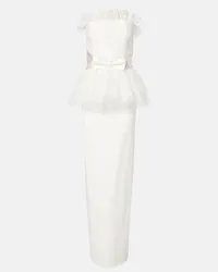 Alessandra Rich Robe aus Cady mit Spitze Weiss