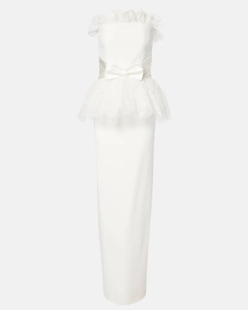 Alessandra Rich Robe aus Cady mit Spitze Weiss