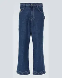 BODE Bestickte Wide-Leg Jeans Knolly Brook Blau