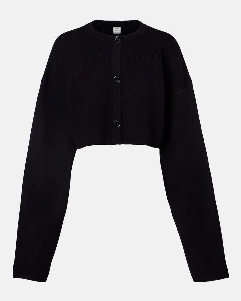 Totême Cropped-Cardigan aus einem Wollgemisch Schwarz