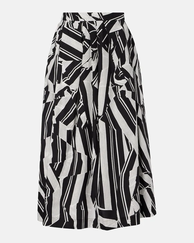 Dries van Noten Bedruckter Midirock aus Baumwolle Schwarz