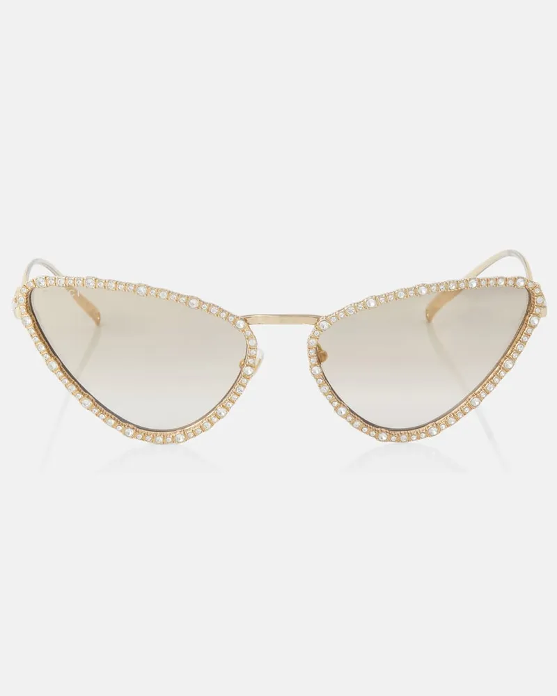 Gucci Verzierte Cat-Eye-Sonnenbrille Interlocking G Gold