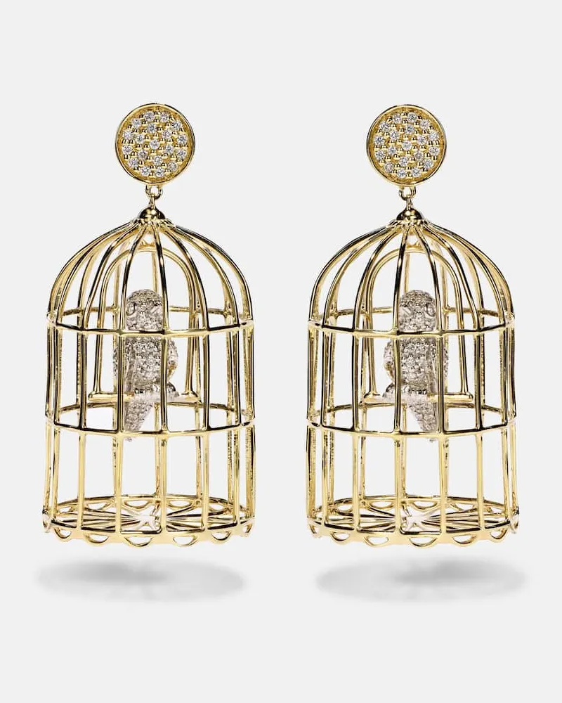 Sydney Evan Ohrringe Albert Cage Large aus 14kt Gelbgold mit Diamanten Gold