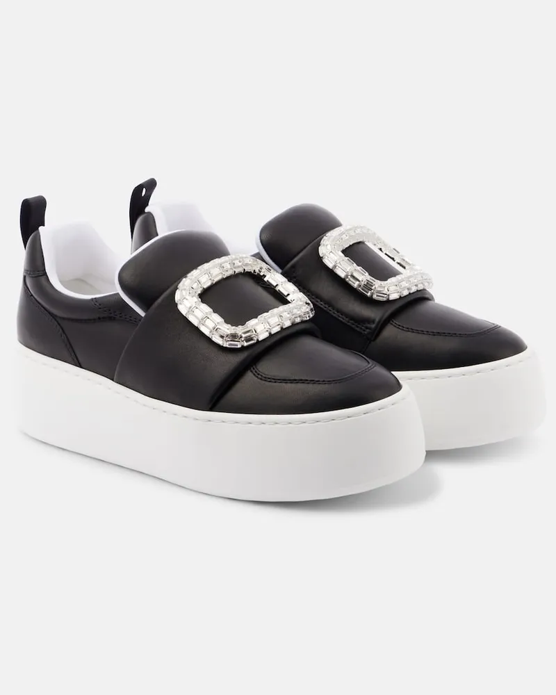 Roger Vivier Plateau-Sneakers Puffy Choc aus Leder Schwarz
