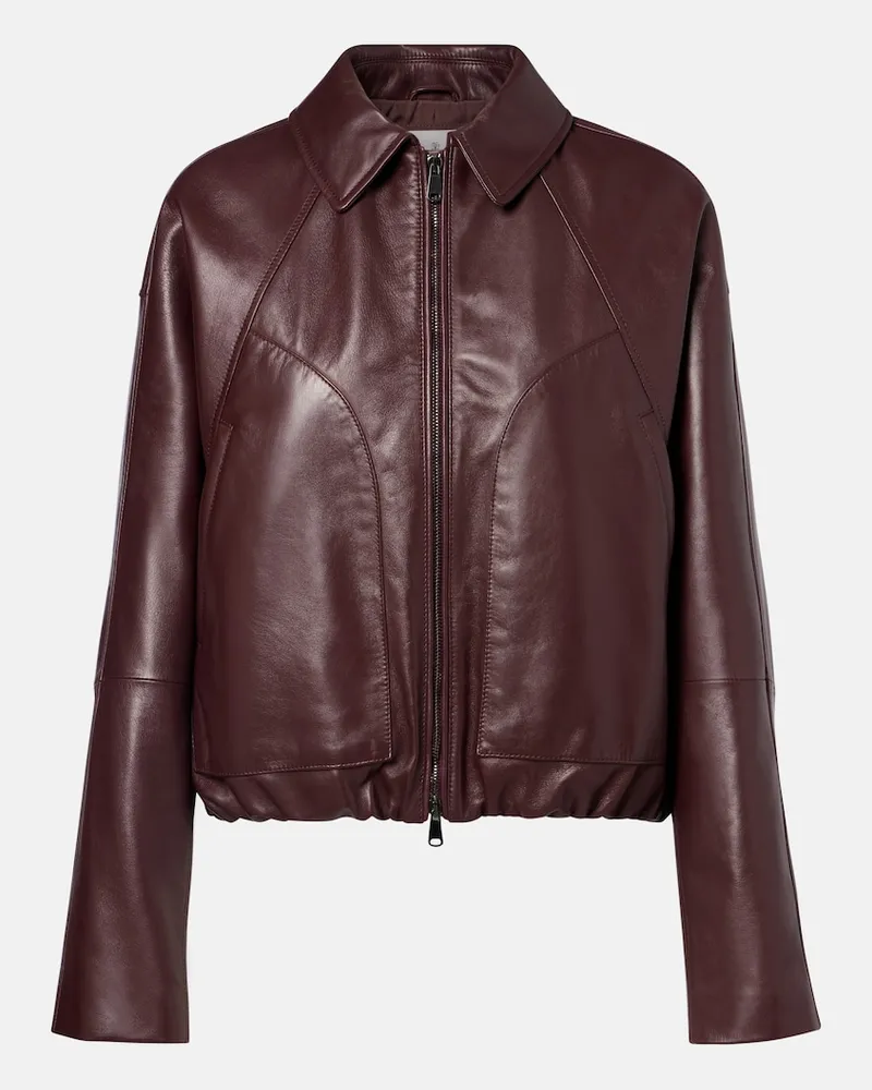 Brunello Cucinelli Lederjacke Burgunderrot