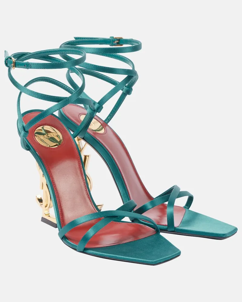 Saint Laurent Sandalen Opyum 110 aus Satin Blau