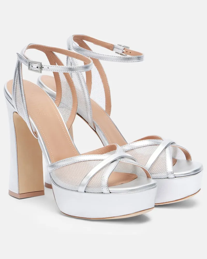 Malone Souliers Plateausandalen Sylvie 125 aus Metallic-Leder Silber