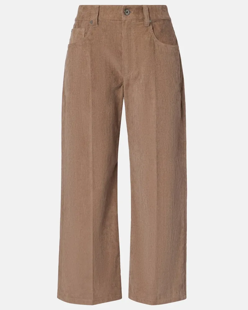 Brunello Cucinelli Gerade Hose Monili aus Baumwoll-Cord Grau