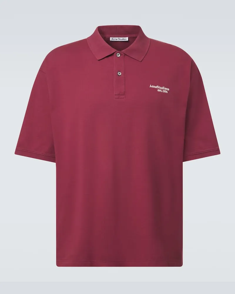 Acne Studios Polohemd aus Baumwoll-Piqué Burgunderrot