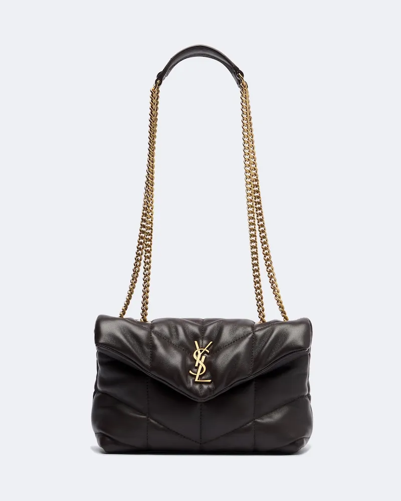 Saint Laurent Schultertasche Loulou Mini aus Leder Braun