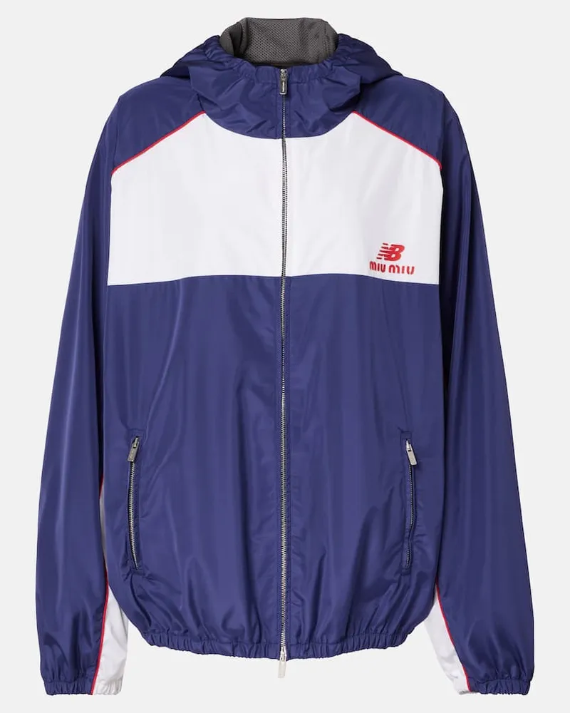 Miu Miu X New Balance Trainingsjacke aus Popeline Blau