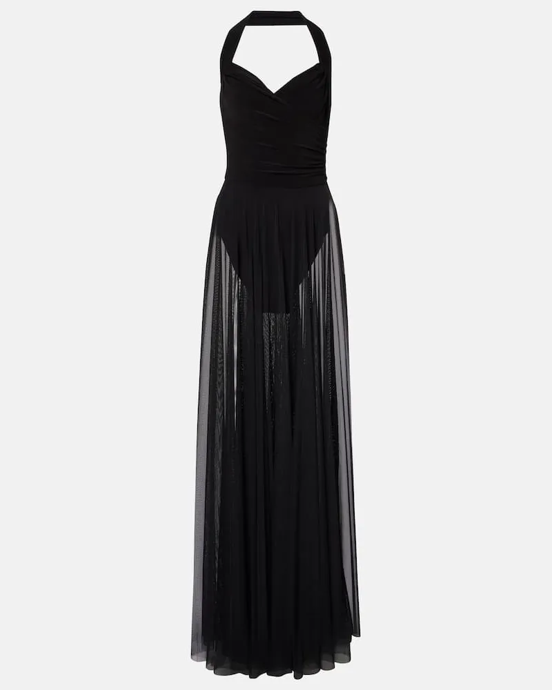 Norma Kamali Maxikleid Cayla aus Mesh Schwarz