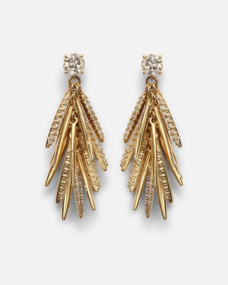 Ileana Makri Ohrringe Grass Sunshine Drop aus 18kt Gelbgold mit Diamanten Gold
