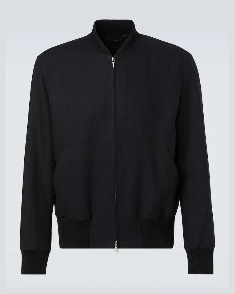 LARDINI Bomberjacke aus Leinen Schwarz