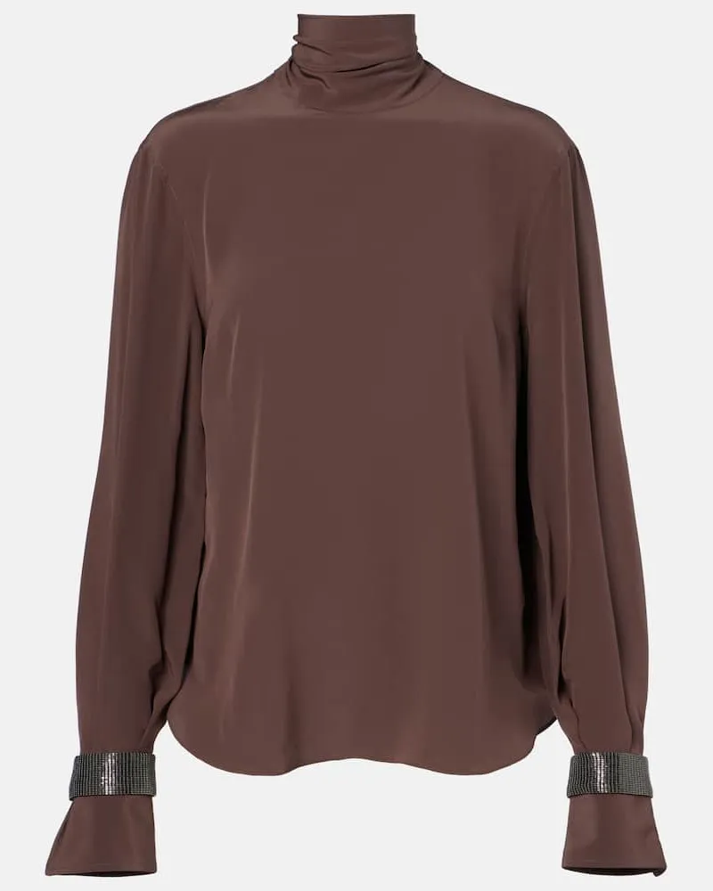 Brunello Cucinelli Bluse Monili aus Seide Braun