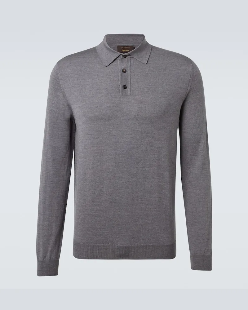 Slowear Polohemd aus einem Wollgemisch Grau