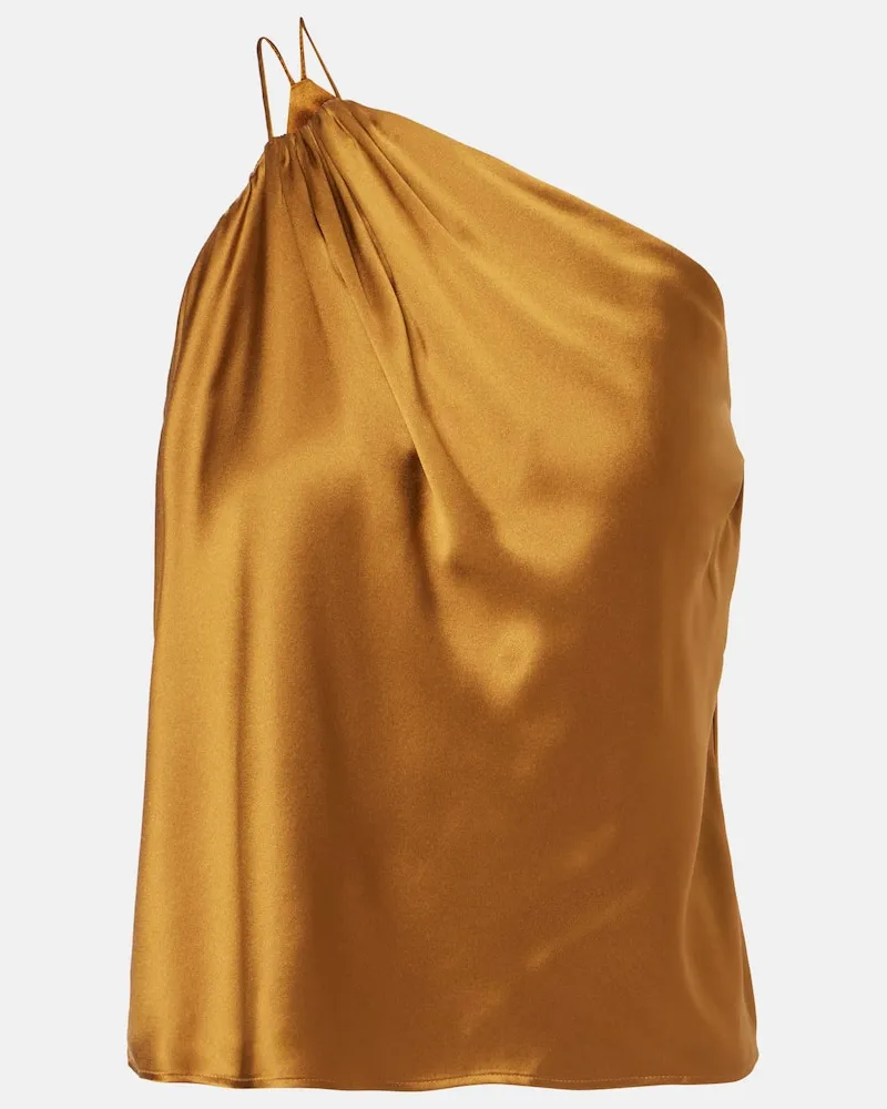The Sei One-Shoulder-Top aus Seidensatin Braun