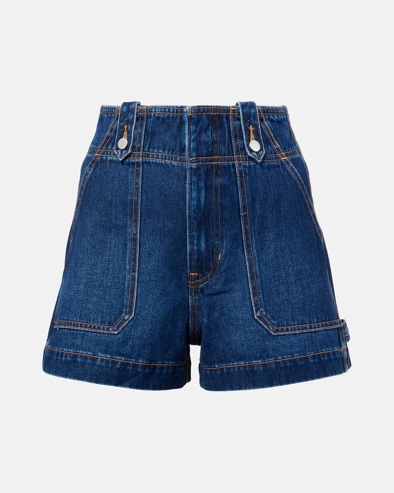 Veronica Beard High-Rise Jeansshorts Jaffee Blau