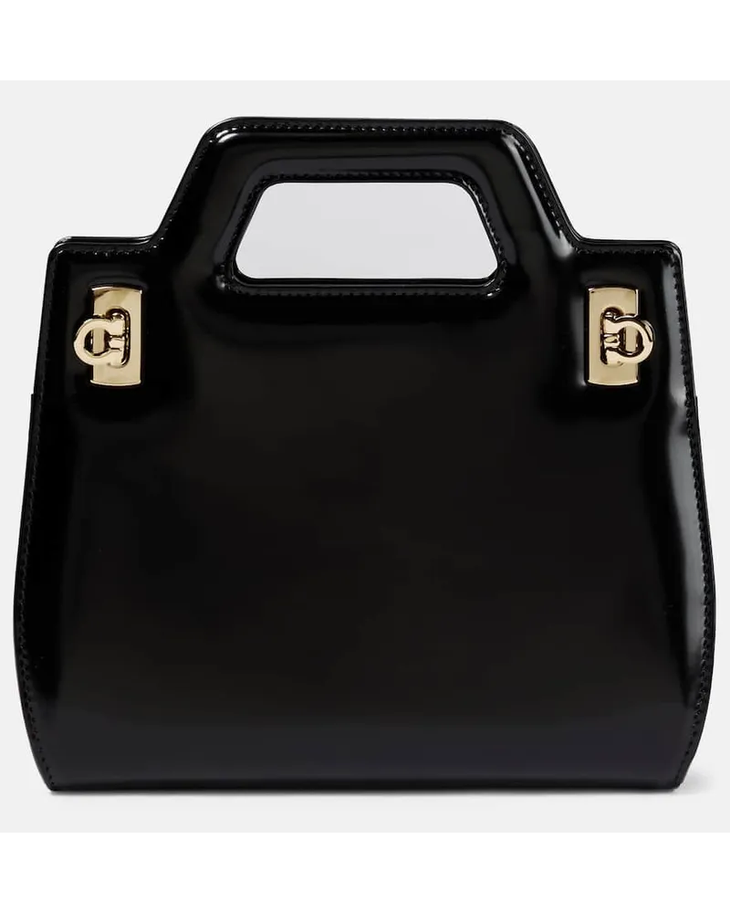 Ferragamo Tote Wanda Mini aus Leder Schwarz