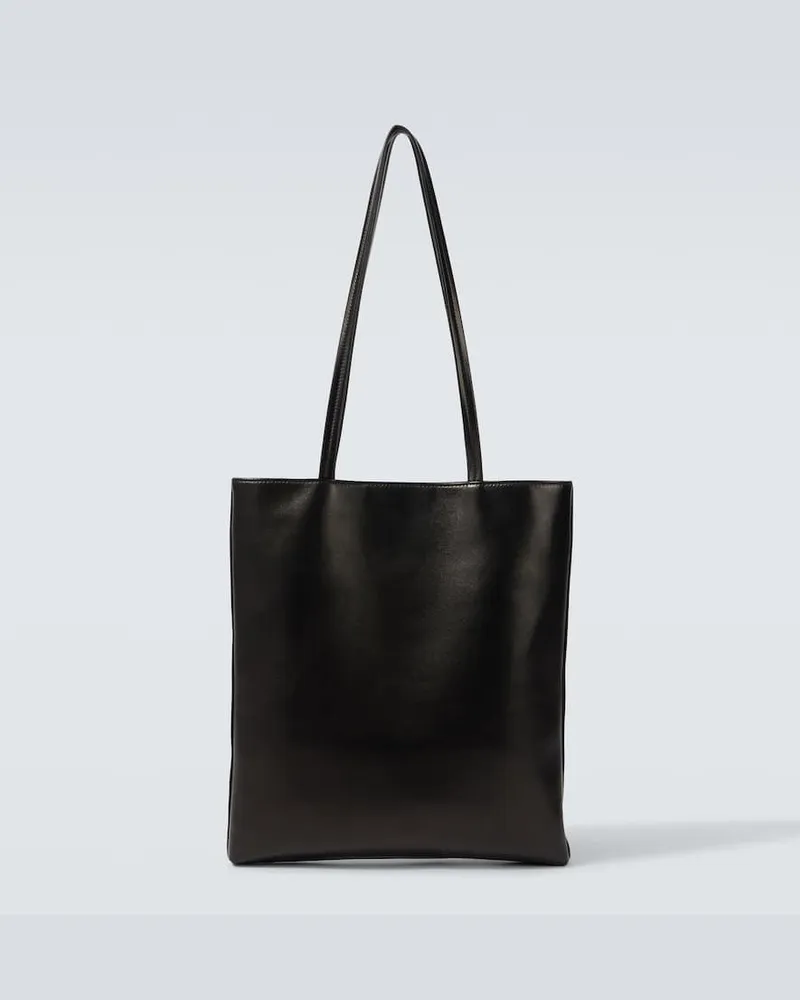 The Row Tote Bag Flat aus Leder Schwarz