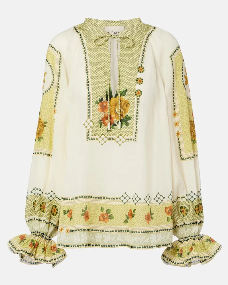 ALEMAIS Alémais Bedruckte Bluse Dizie aus Ramie Grün