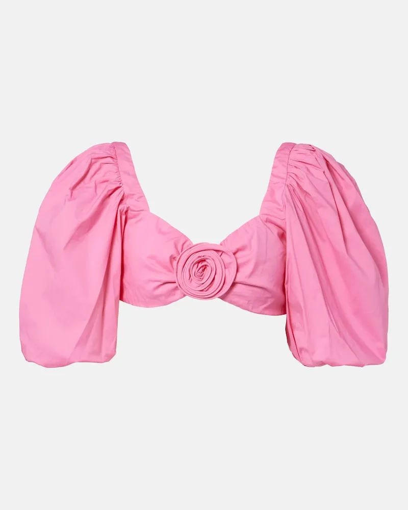 Adriana Degreas Cropped-Top aus einem Baumwollgemisch Rosa