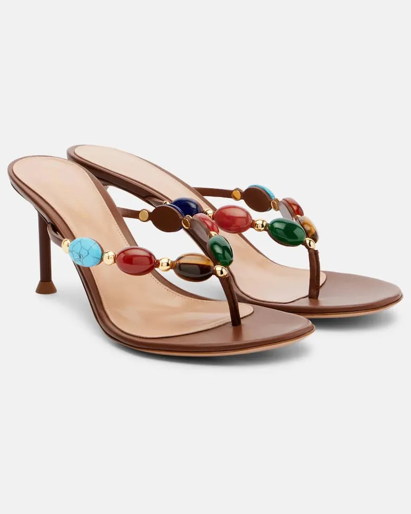 Gianvito Rossi Verzierte Sandalen aus Leder Multicolor
