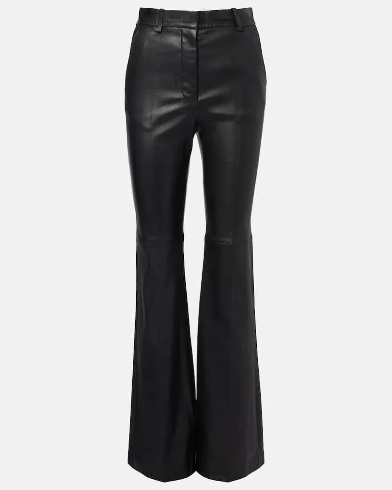 Joseph Mid-Rise-Schlaghose Tafira aus Leder Schwarz