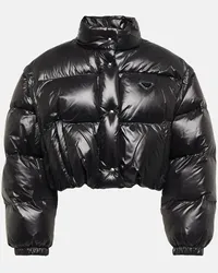 Prada Cropped Daunenjacke aus Re-Nylon Schwarz