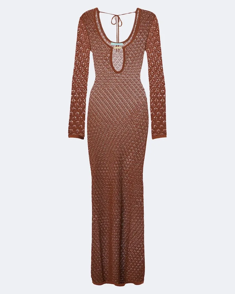 Melissa Odabash Midikleid Casey aus Ajour-Strick Braun