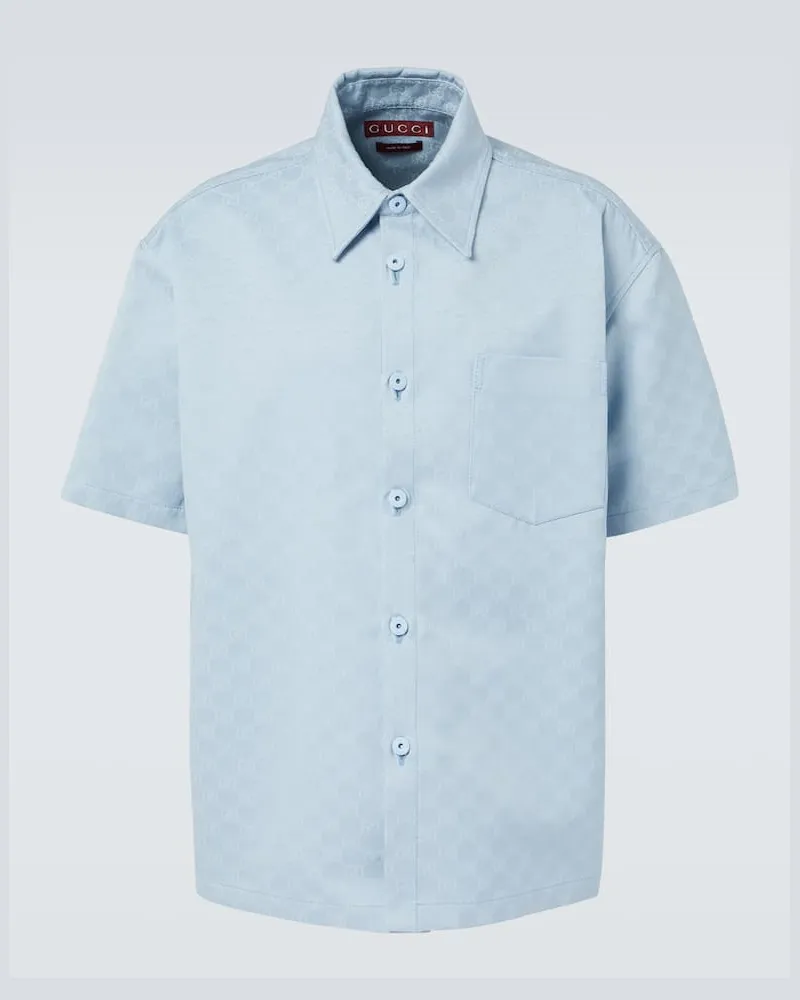 Gucci Hemd GG aus Baumwoll-Jacquard Blau