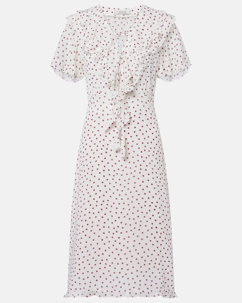 Dorothee Schumacher Midikleid Dancing Dots aus Georgette mit Polka-Dots Weiß