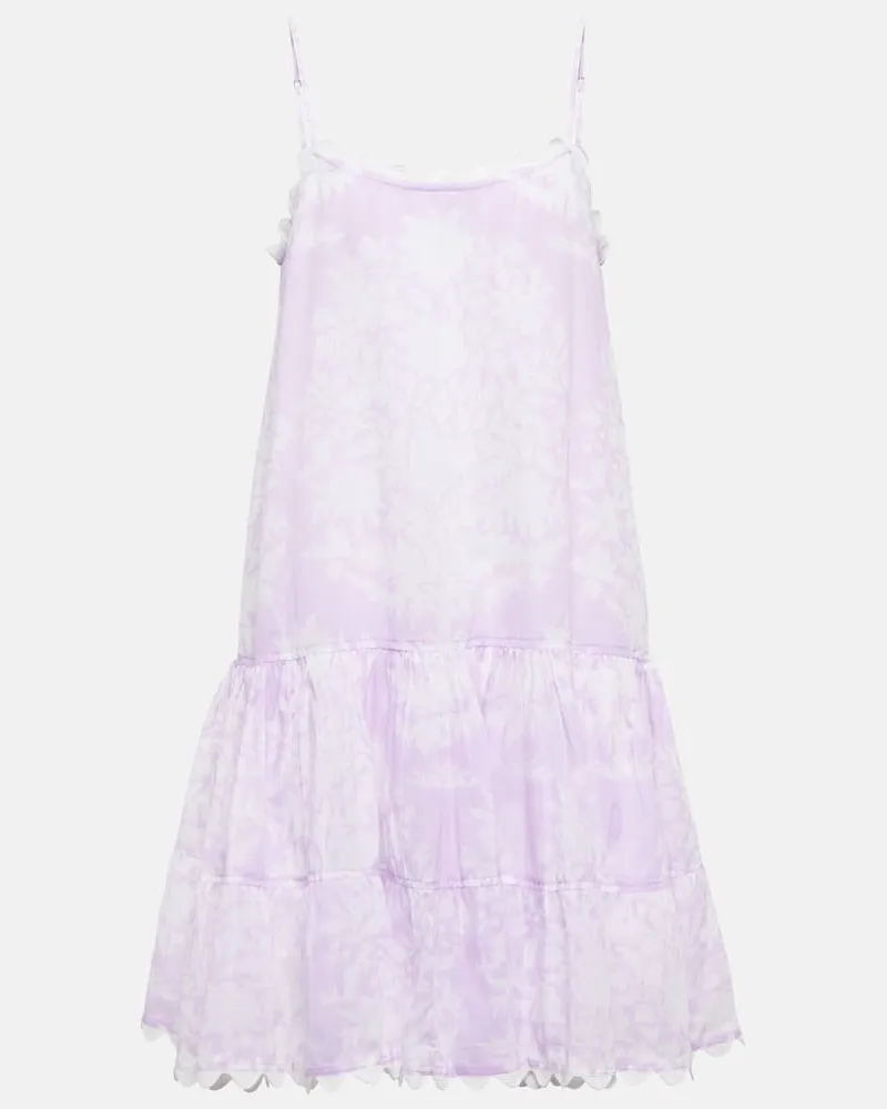 Juliet Dunn Bedrucktes Minikleid aus Baumwoll-Voile Lila