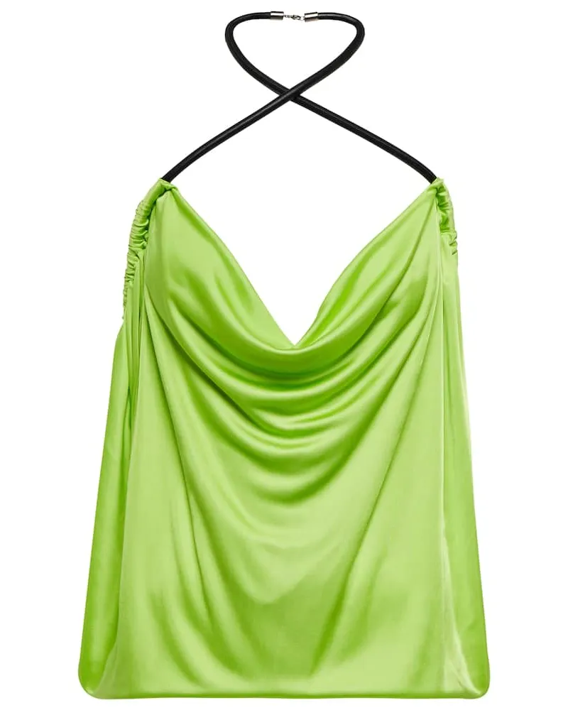ATTICO Top Pauline mit Leder Grün